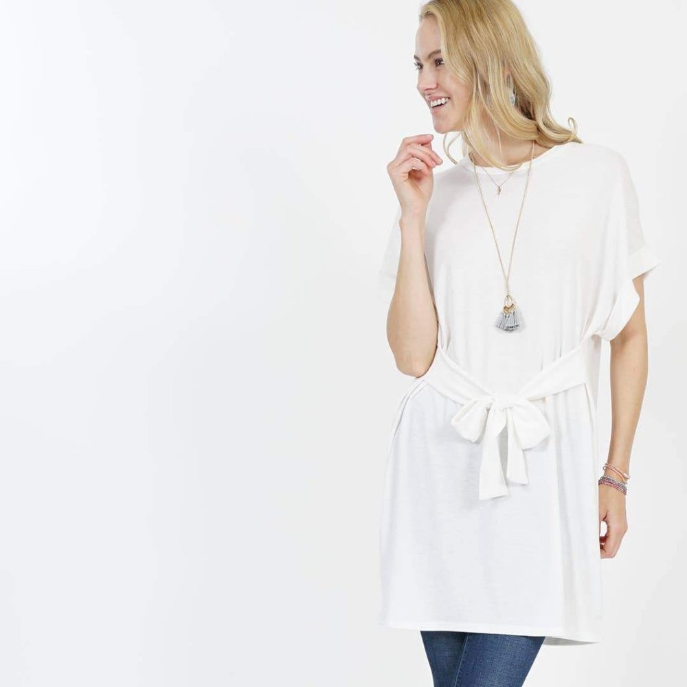 Last one in Stock*** 42 Pops Waist Tie Fold-Over Sleeve Tunic